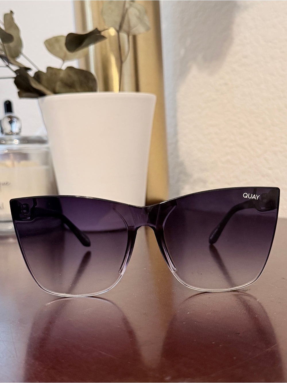 Quay Australia Come Thru Cat-Eye Sunglasses Black Frame Fade Lens